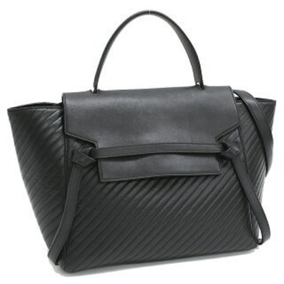 Celine Belt Bag Handbag Diagonal Quilted Leather Black - Picture 1 of 8